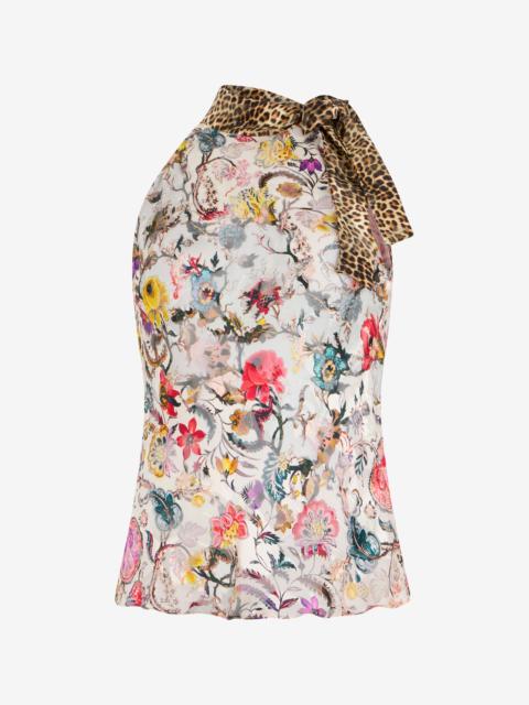 Roberto Cavalli Top with Florentine Flowers print