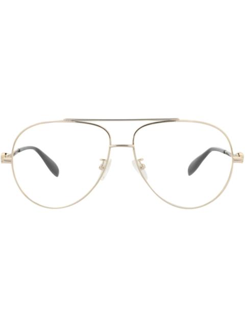 Alexander McQueen Alexander McQueen Aviator-Frame Metal Optical Frames Gold Gold Transparent (AM0260O-30008696-001)