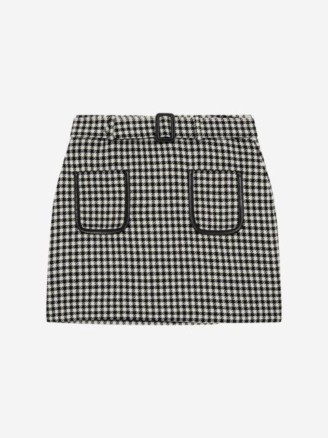 The Kooples SHORT BLACK AND WHITE HOUNDSTOOTH SKIRT