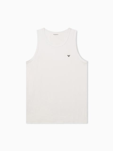EMPORIO ARMANI COTTON TANK TOP WITH ROUND NECKLINE AND EMBROIDERED LOGO