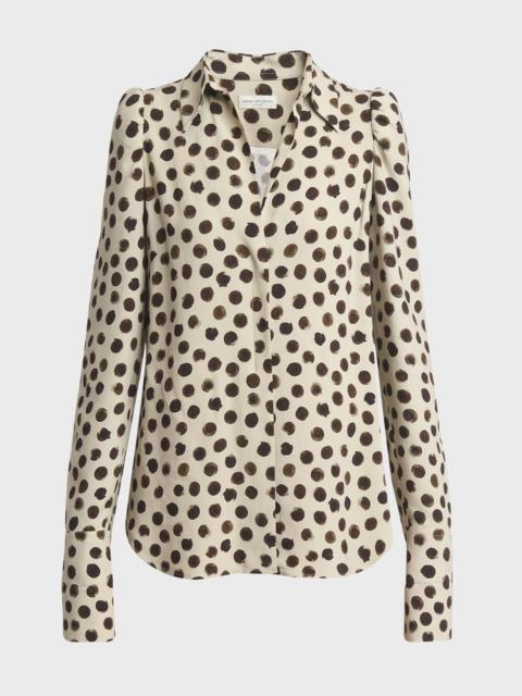 Celindra Polka-Dot Button-Front Shirt