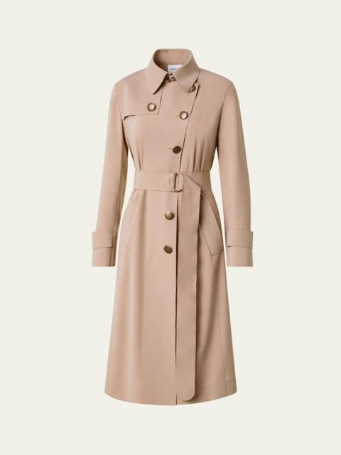 AKRIS Techno Laser Cut Crepe Belted Trench Coat