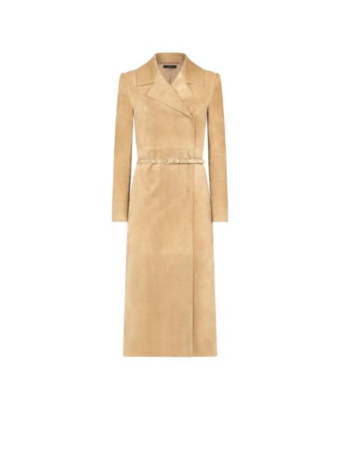 TOM FORD DOUBLE BREASTED SUEDE TRENCH COAT WITH SELF BELT