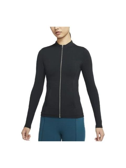 Nike (WMNS) 나이키 단단한 색깔 호리호리한 적합 지퍼 Hoodless 까만 재킷 DD5534-010