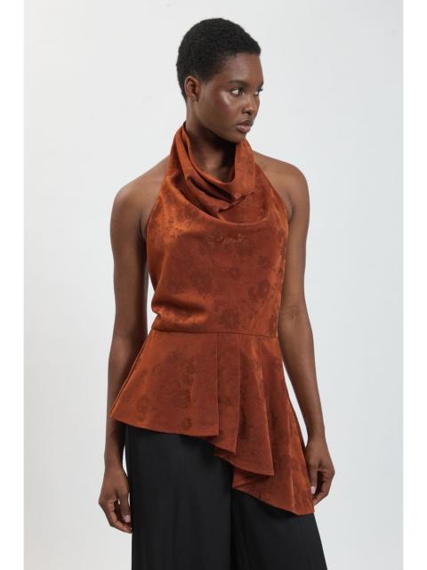 KAREN MILLEN Jacquard Cowl Neck Asymmetric Top