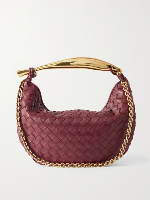 Bottega Veneta Sardine With Chain small intrecciato leather shoulder bag Burgundy