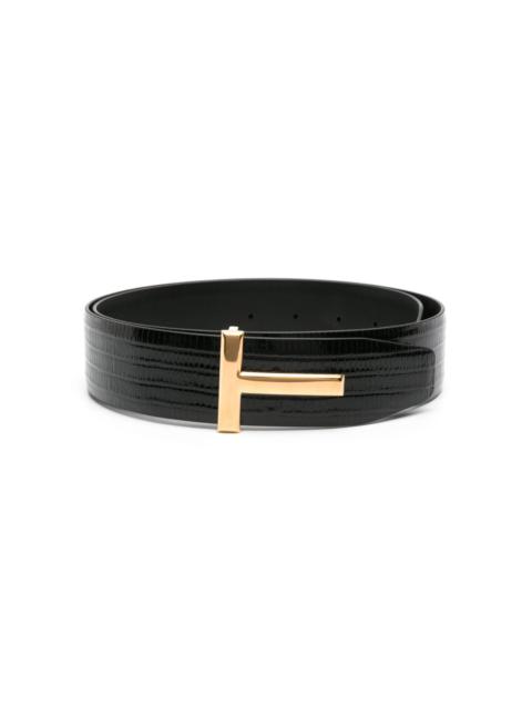 T-plaque leather belt
