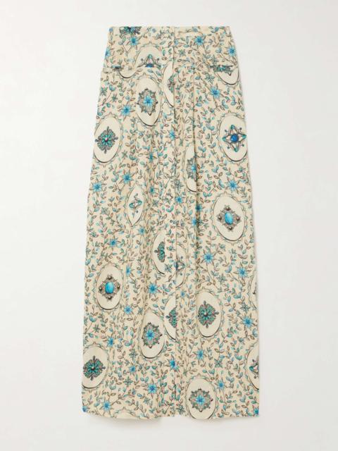 Agua by Agua Bendita + NET SUSTAIN embellished printed linen maxi skirt