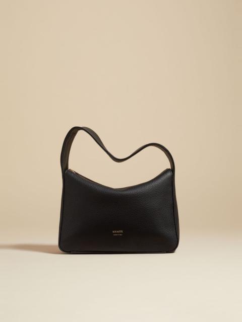 KHAITE The Small Elena Bag in Black Pebbled Leather