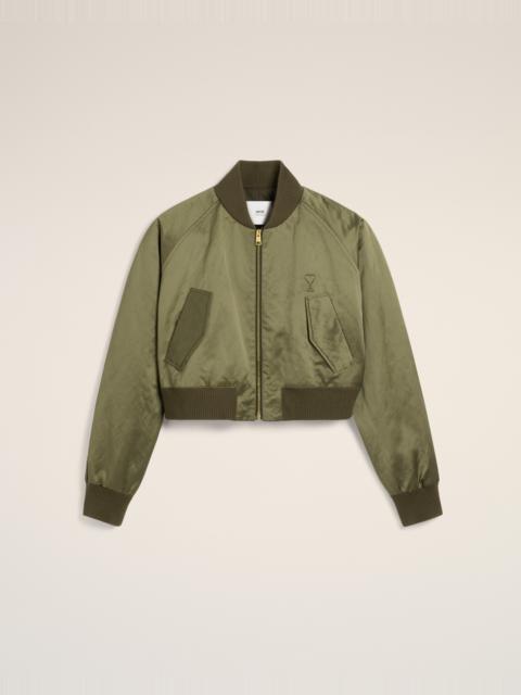 AMI Paris GREEN COTTON SATIN AMI DE COEUR BOMBER