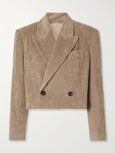 Brunello Cucinelli Cropped Double-breasted Cotton-blend Corduroy Blazer