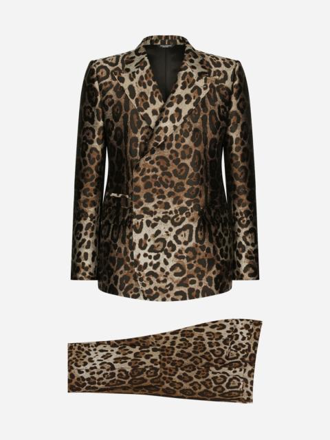 Dolce & Gabbana Double-breasted leopard-design jacquard Sicilia-fit suit
