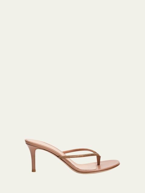 Gianvito Rossi India Strass Leather Thong Stiletto Sandals