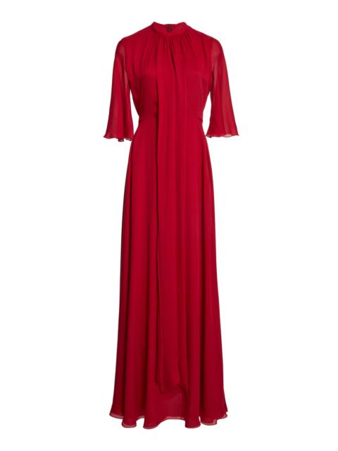 GIAMBATTISTA VALLI Bow-Detailed Sable Maxi Dress red