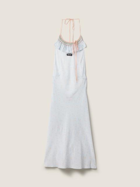 Miu Miu Embroidered marocain crepe dress