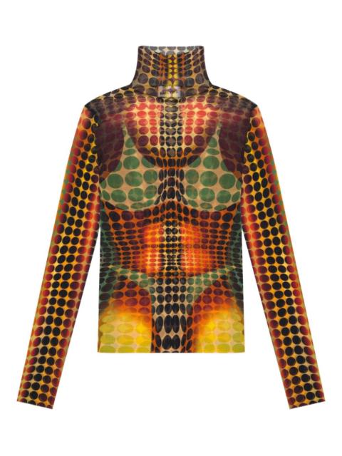 Jean Paul Gaultier long-sleeve dots mesh top