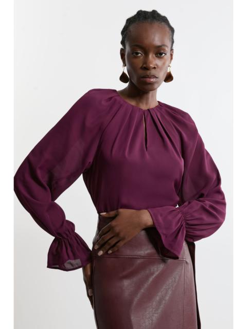 KAREN MILLEN Georgette Woven Long Sleeve Blouse