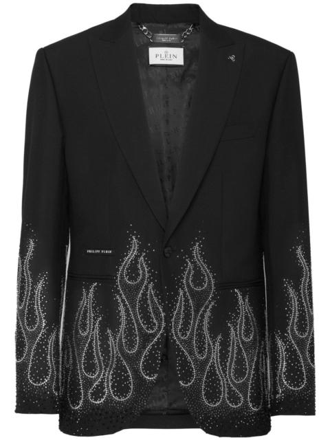 PHILIPP PLEIN rhinestone-flame embellished blazer
