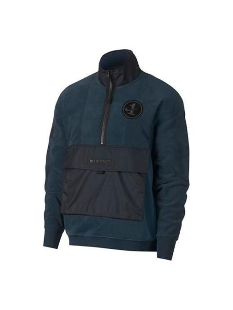 Nike Nike Splicing polar fleece Cardigan Stand Collar Pullover Green AJ0802-454