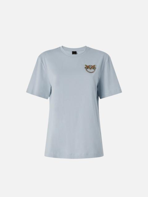 PINKO T-SHIRT WITH LOVE BIRDS JEWEL DETAIL