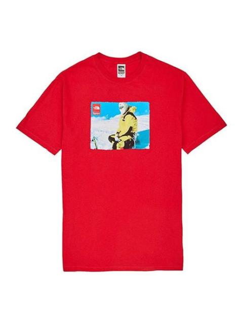 Supreme Supreme FW18 x The North Face Photo Tee Red Crossover Printing Short Sleeve Unisex SUP-FW18-1023