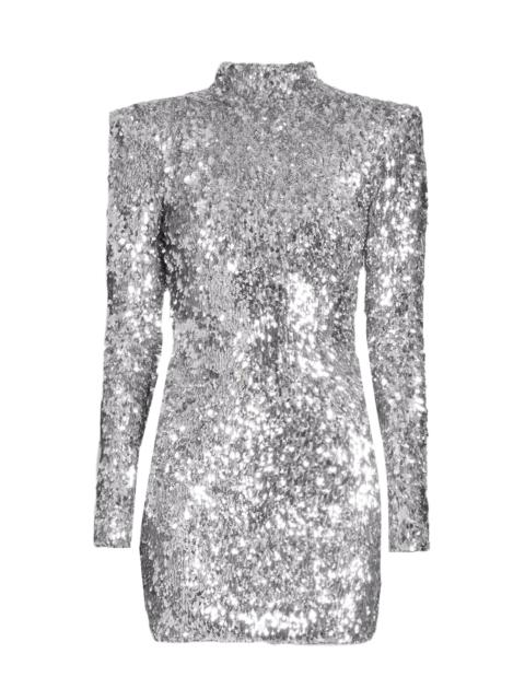 Balmain Women's Sequin Mock Turtleneck Minidress - Argente