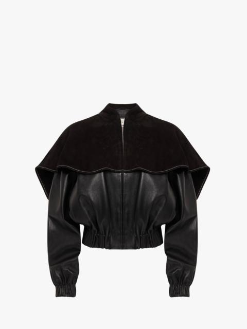 JW Anderson LEATHER BOMBER JACKET WITH OVERSIZED COLLAR