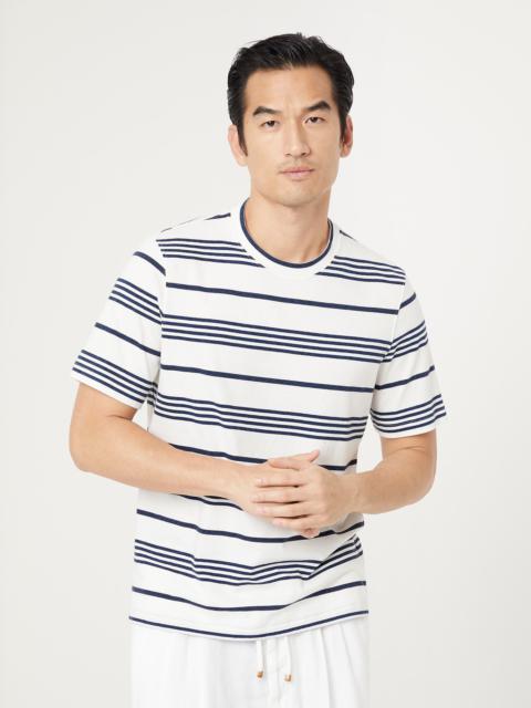 Cotton multi stripe jersey crew neck T-shirt