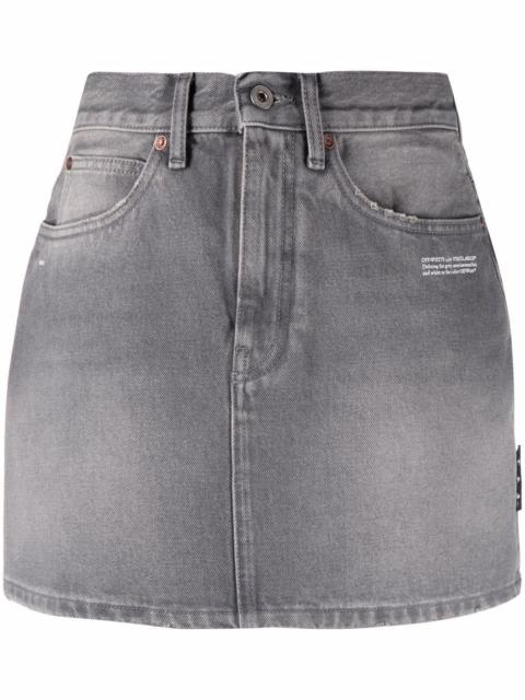 Off-White logo-print denim skirt