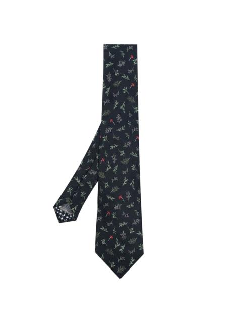 plant-embroidered silk tie