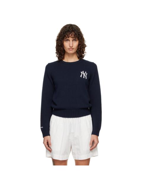 Sporty & Rich Navy Heritage Yankees Serif Knitted Sweater