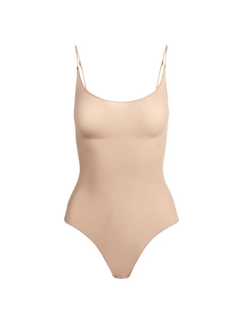 SKIMS Women's Sheer Seamless Thong Bodysuit - Clay