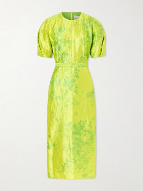 Erdem Printed Crinkled-satin Midi Dress