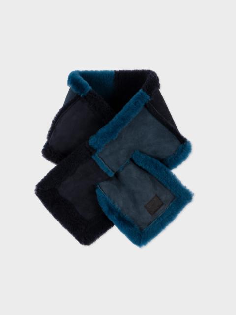 Paul Smith Blue Shearling Patchwork Scarf