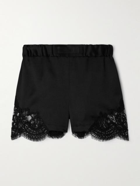VERSACE Lace-paneled Satin Shorts