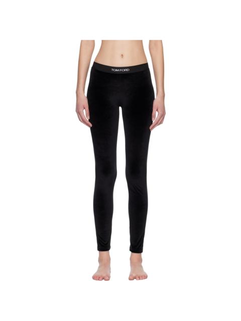 TOM FORD Black Stretch Lustrous Velour Signature Leggings