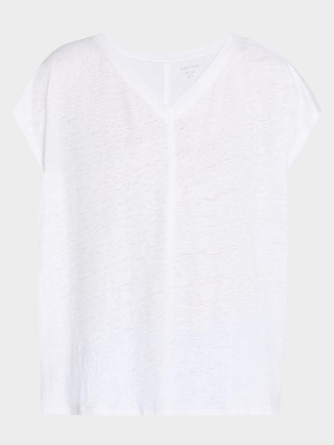 EILEEN FISHER Boxy V-Neck Organic Linen Tee