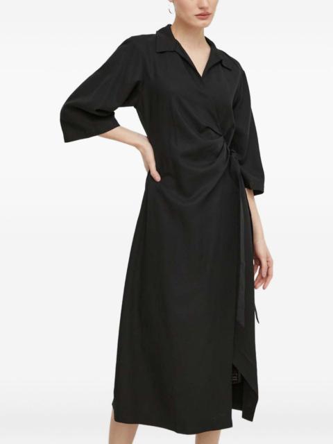 SAMSØE SAMSØE wrap-around quarter-sleeve midi dress