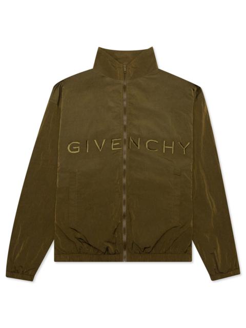 GIVENCHY GARMENT DYED EMBROIDERED JACKET - BOTTLE GREEN