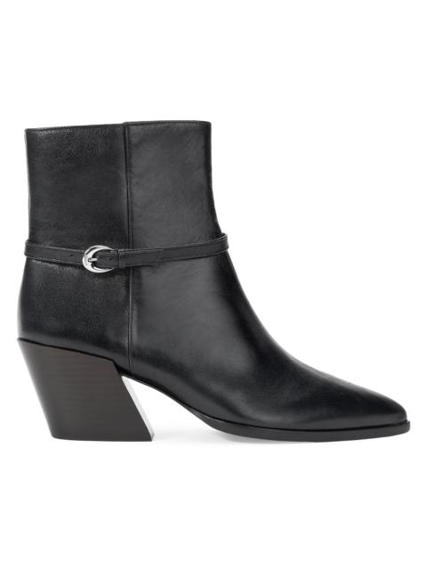 STAUD Women's Austen 50MM Buckle-Detail Leather Ankle Boots - Black