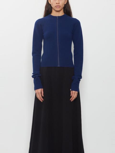 extreme cashmere n°494 Tangerine Zip-Up Cardigan — Midnight