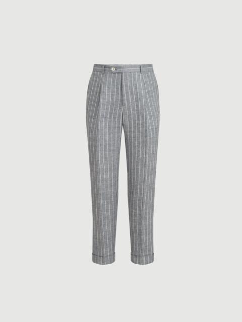 Brunello Cucinelli Chalk stripe linen twill trousers with pleat