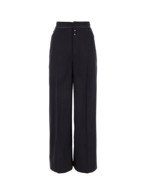 Midnight blue stretch polyester blend wide-leg pant
