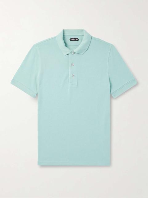 Slim-Fit Lyocell and Cotton-Blend Piqué Polo Shirt