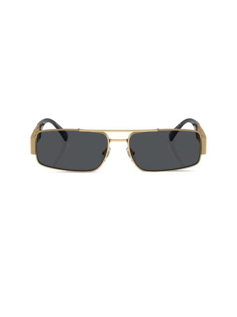 Greca-detail rectangle-frame sunglasses