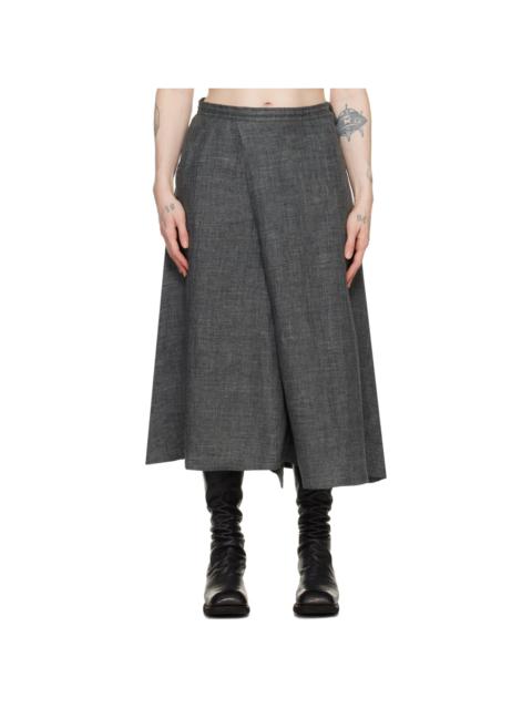 Y's Gray Asymmetric Midi Skirt
