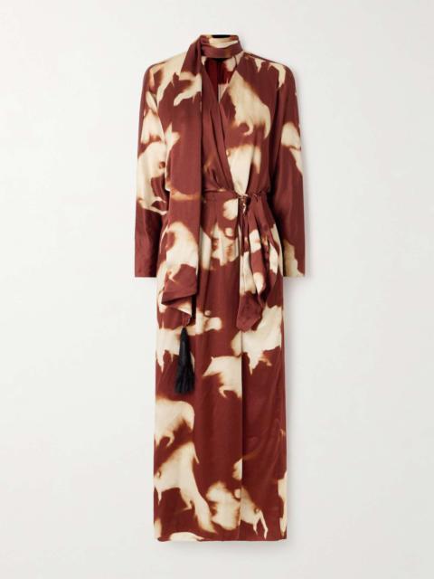 Mojave Trail tie-dyed silk-charmeuse wrap dress