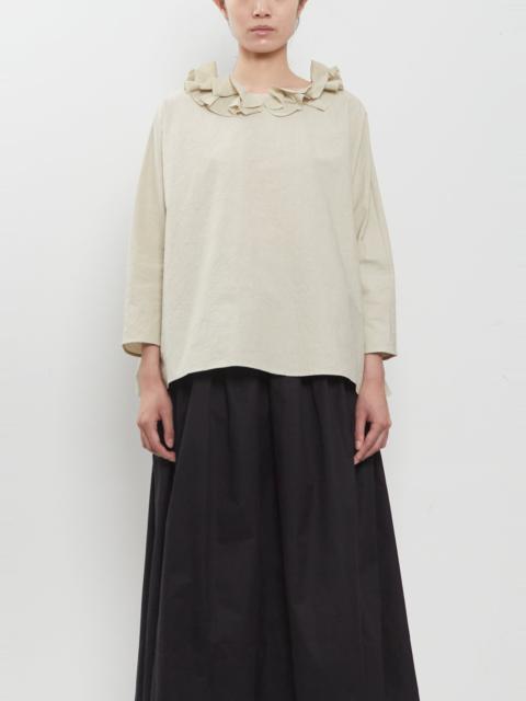 apuntob Japanese Cotton Linen Ruffle Collar Top