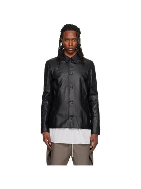 Rick Owens Black Buttoned Brad Leather Jacket