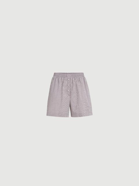 Brunello Cucinelli Striped cotton and silk poplin pyjama-style shorts with monili